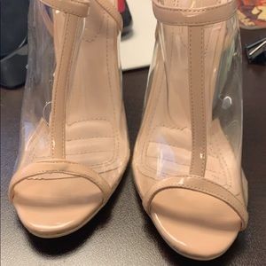 Nude clear heels